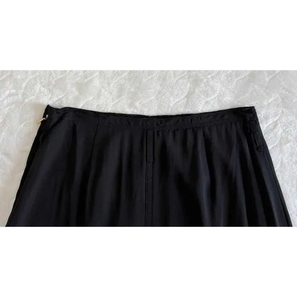NWT Tory Burch Size 8 Georgina 100% Silk Black Pleated Knee Length Skirt $395